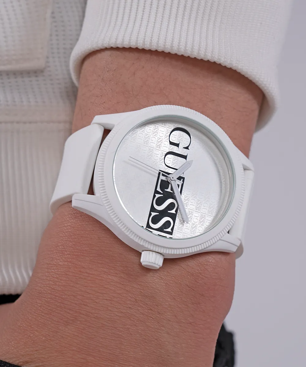 GUESS Mens White Analog Watch