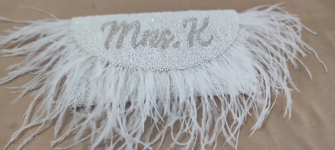 Half Moon Feathered Clutch
