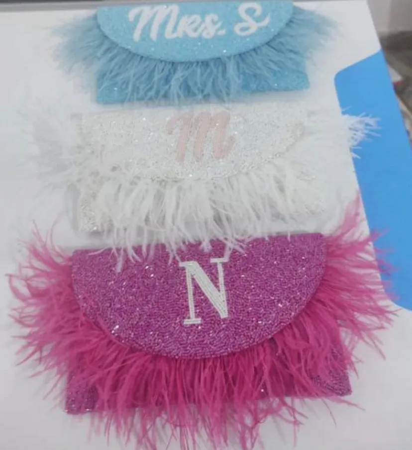 Half Moon Feathered Clutch