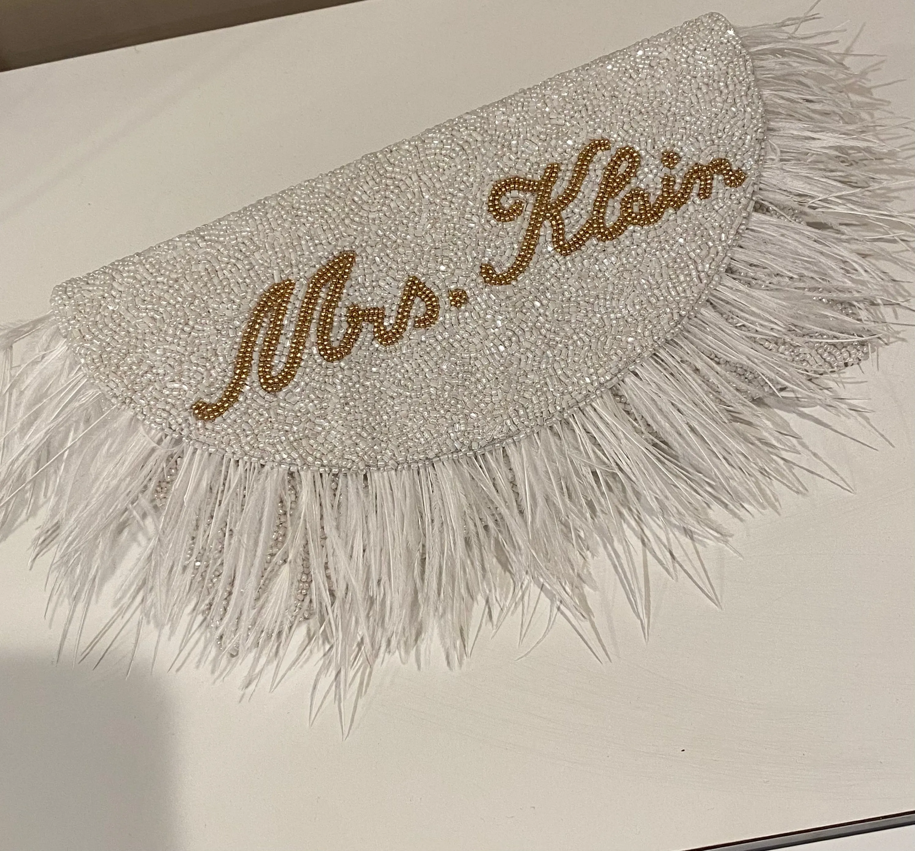 Half Moon Feathered Clutch