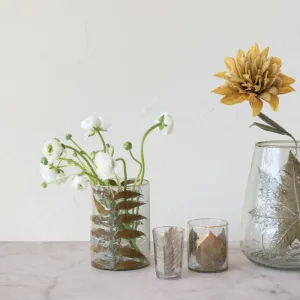 Hand-Blown Glass Leaves Votive Candle Holder