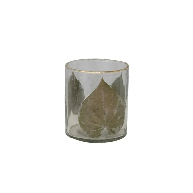 Hand-Blown Glass Leaves Votive Candle Holder