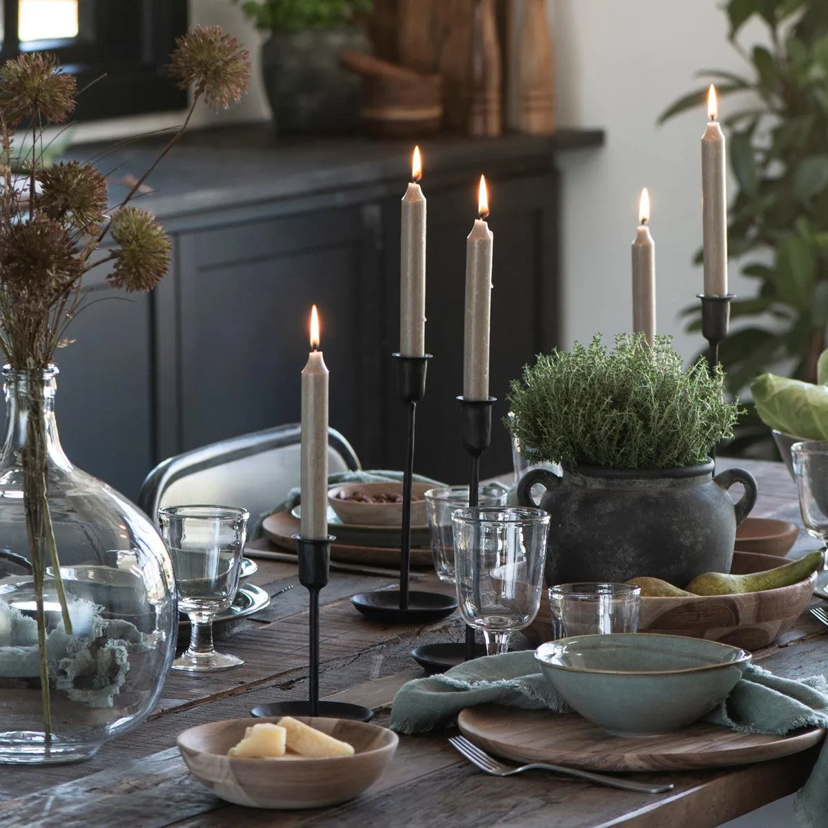Handmade Black Dinner Candle Holder