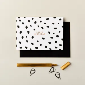 Happy Birthday Monochrome Dalmatian Card in White