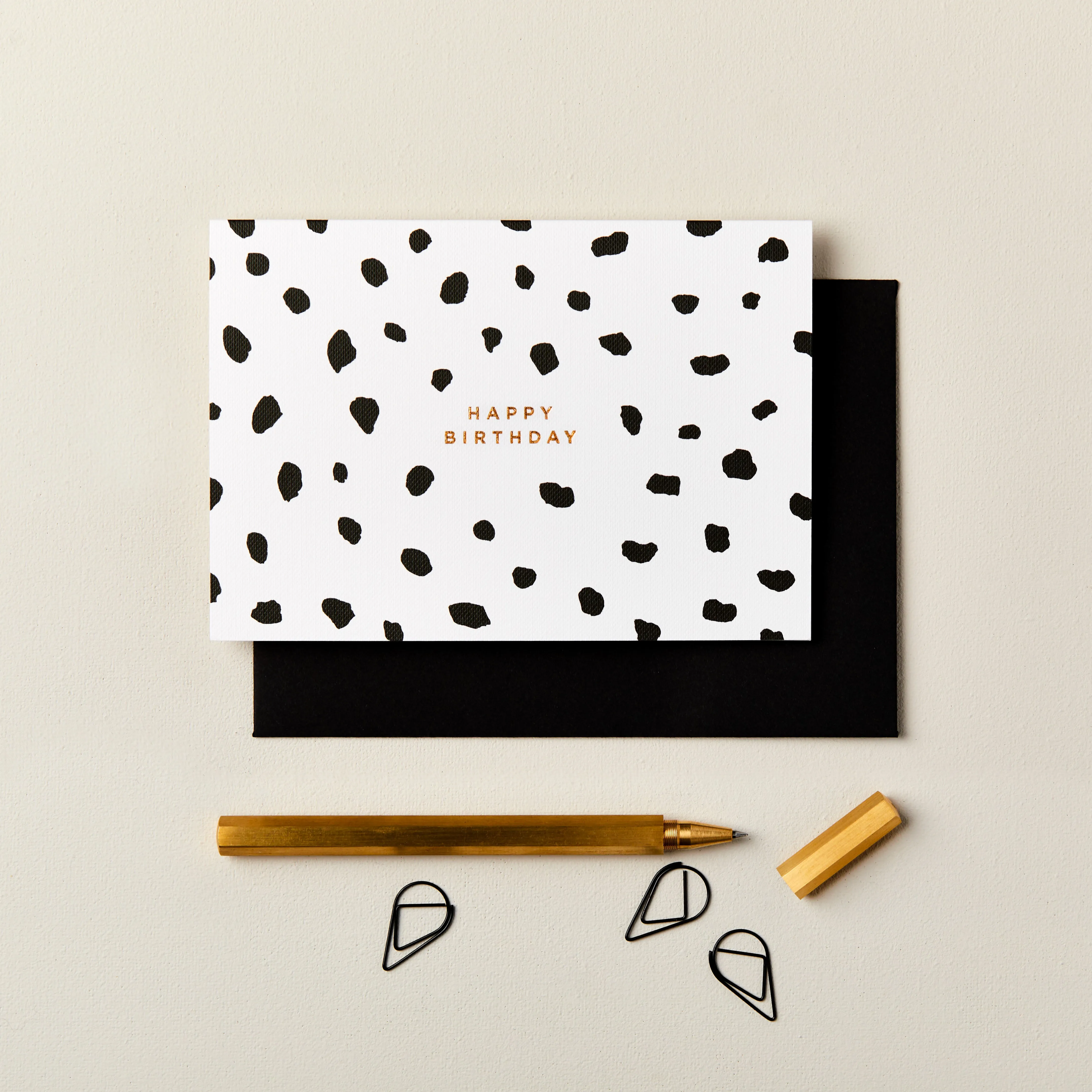 Happy Birthday Monochrome Dalmatian Card in White