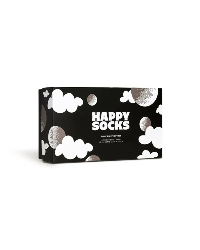 Happy Socks 3-Pack Black And White Socks Gift Set