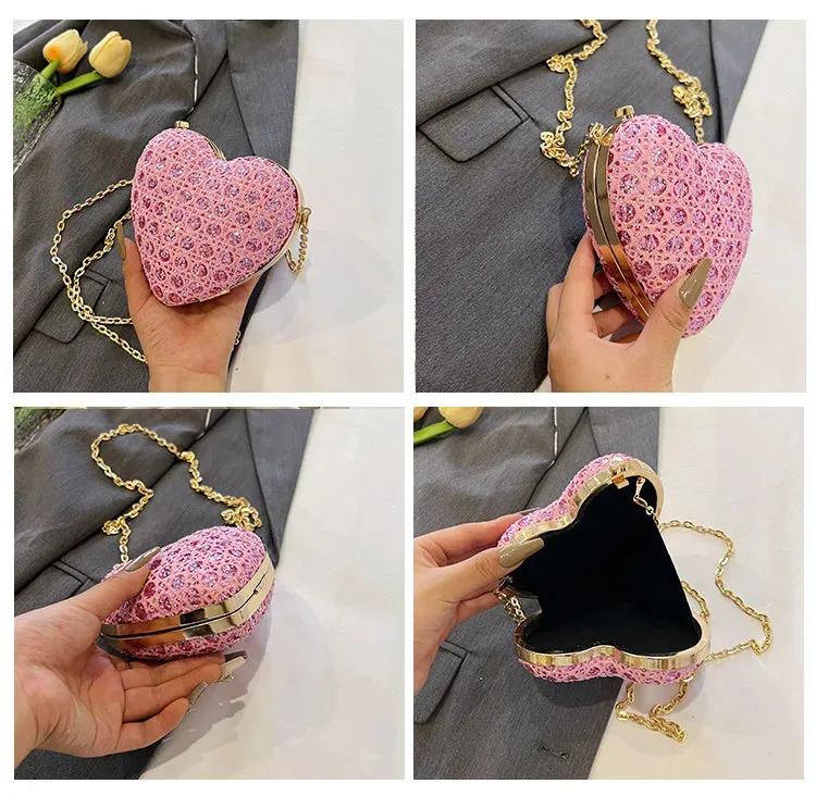 Heart Shaped Diamond Shoulder Clutch