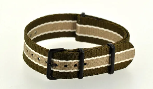Heavy Duty Green White Olive G10 Military Nylon Strap (PVD)