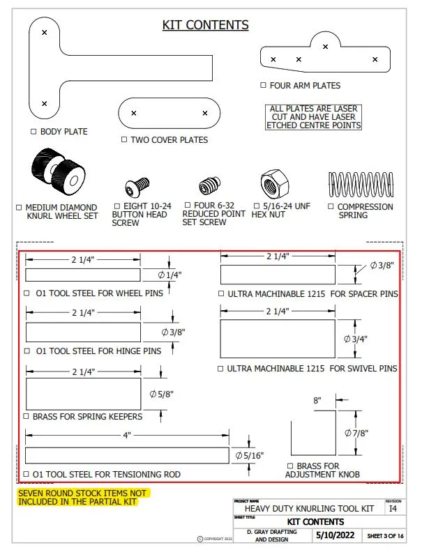 Heavy Duty Knurling Tool Partial Kit