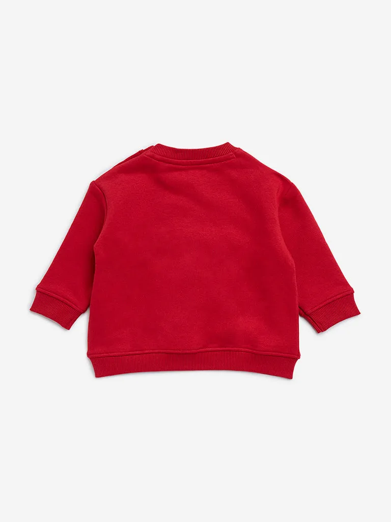 HOP Baby Red Animal Embroidered Sweatshirt