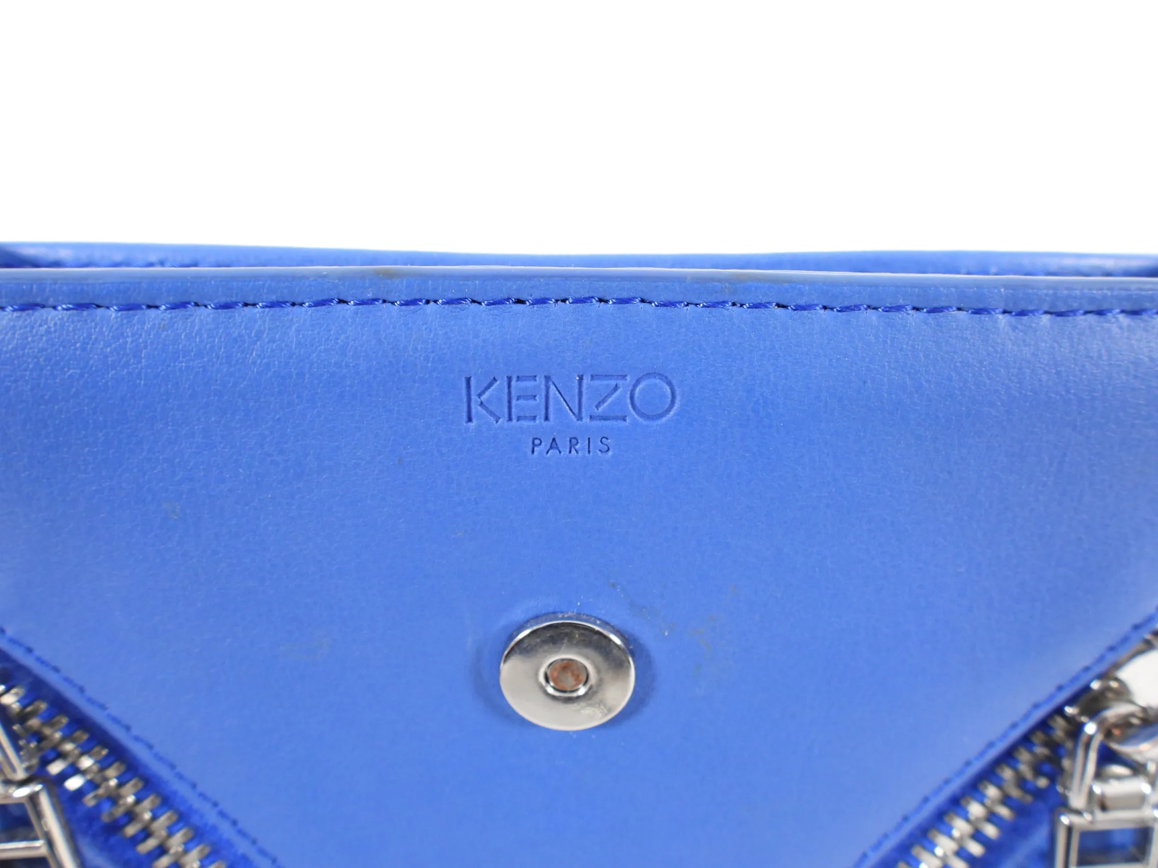 Kenzo Blue Leather Small Crossbody Wallet on Chain