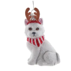 Kurt Adler West Highland Terrier with Antlers Glass Ornament