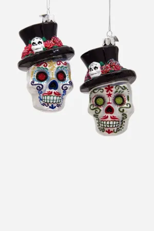 Kurt S. Adler Noble Gems Skeleton Head Ornament in Green
