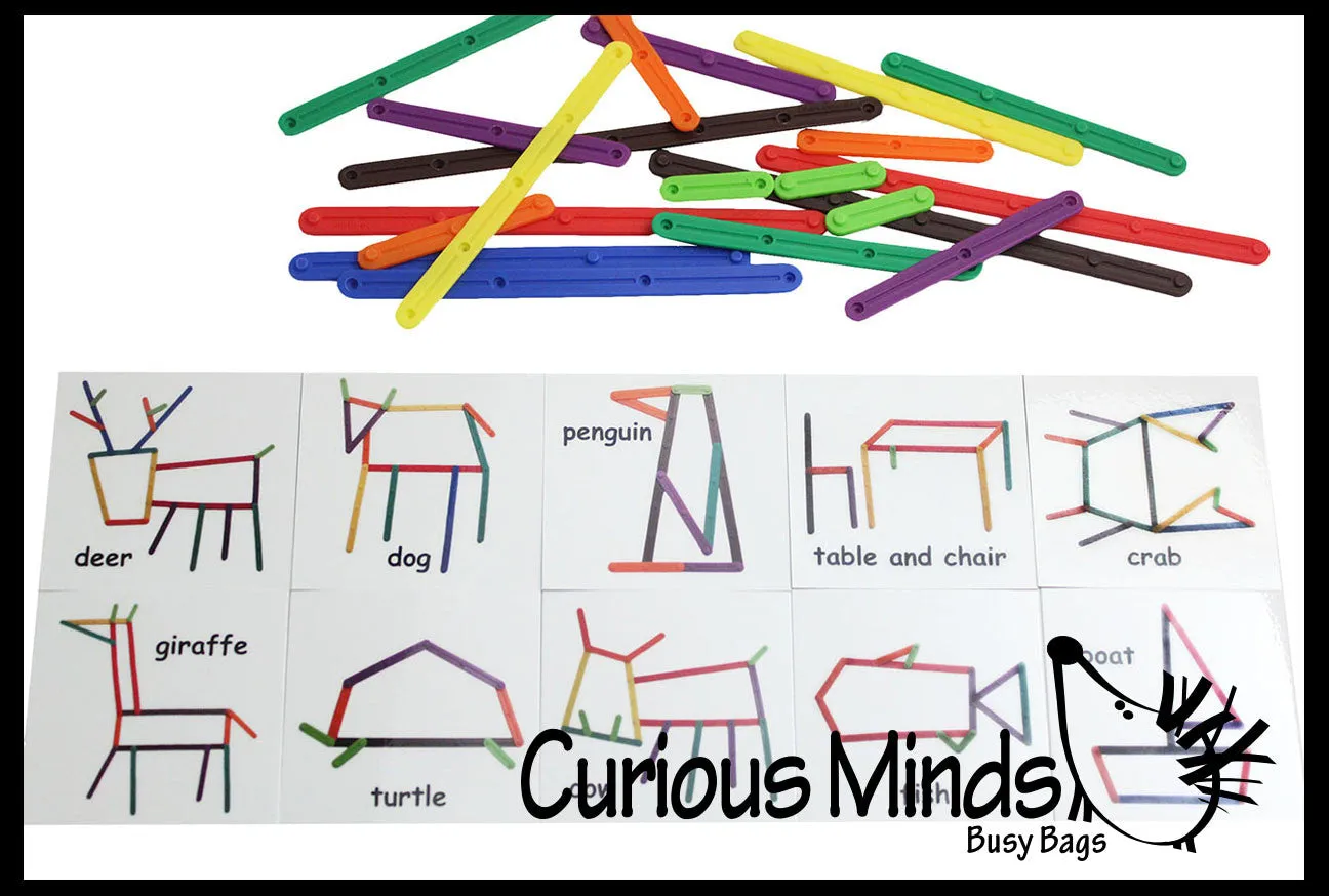 LAST CHANCE - LIMITED STOCK  - Creating Animals and Objects with Snap Together Plastic Sticks - Follow the Pattern - Learning activity
