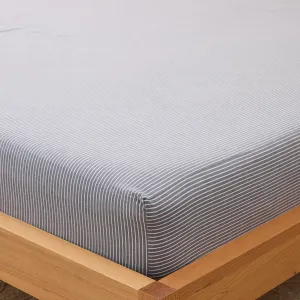 Leo Washed Cotton - Midnight Stripe Fitted Sheet