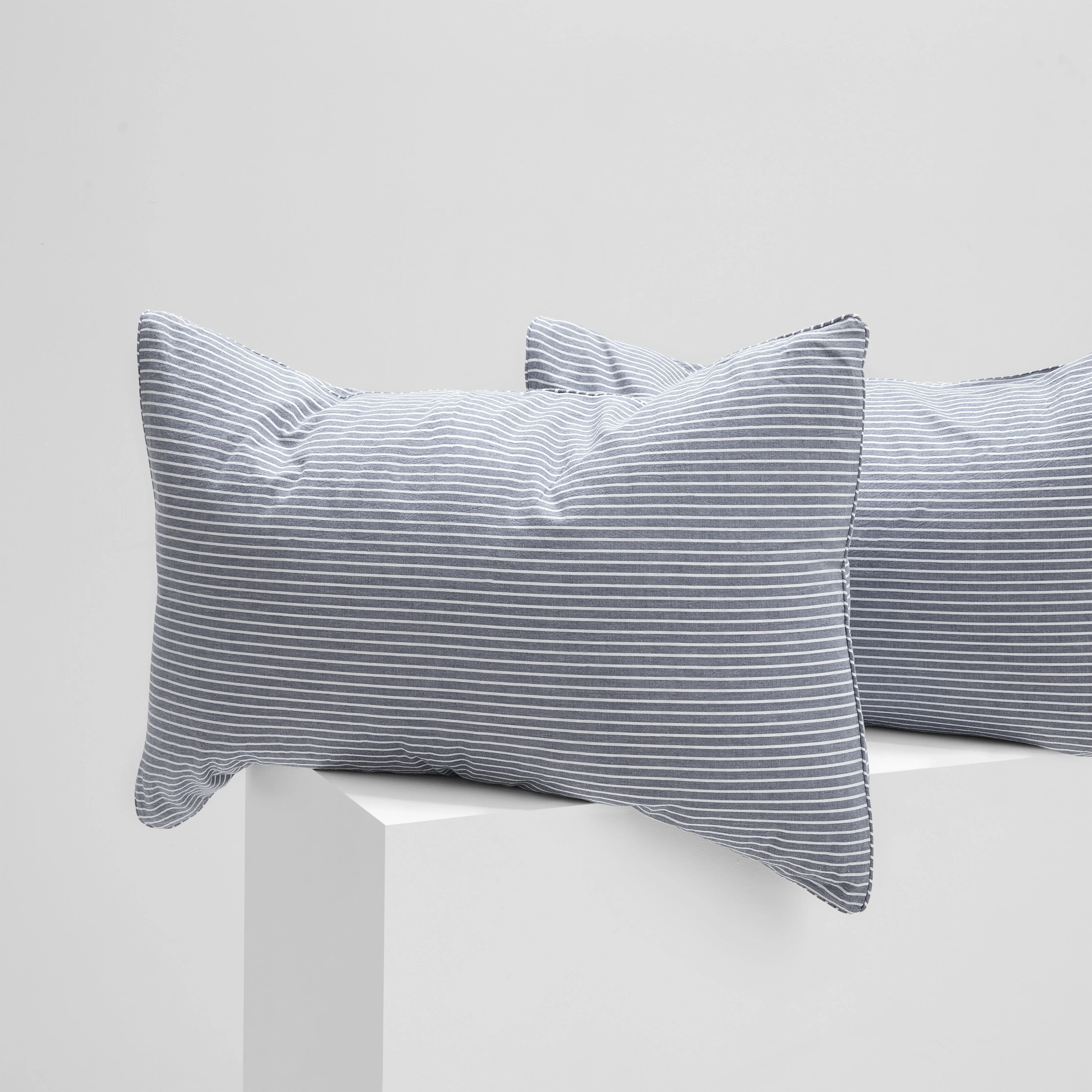 Leo Washed Cotton - Midnight Stripe Pillowcases