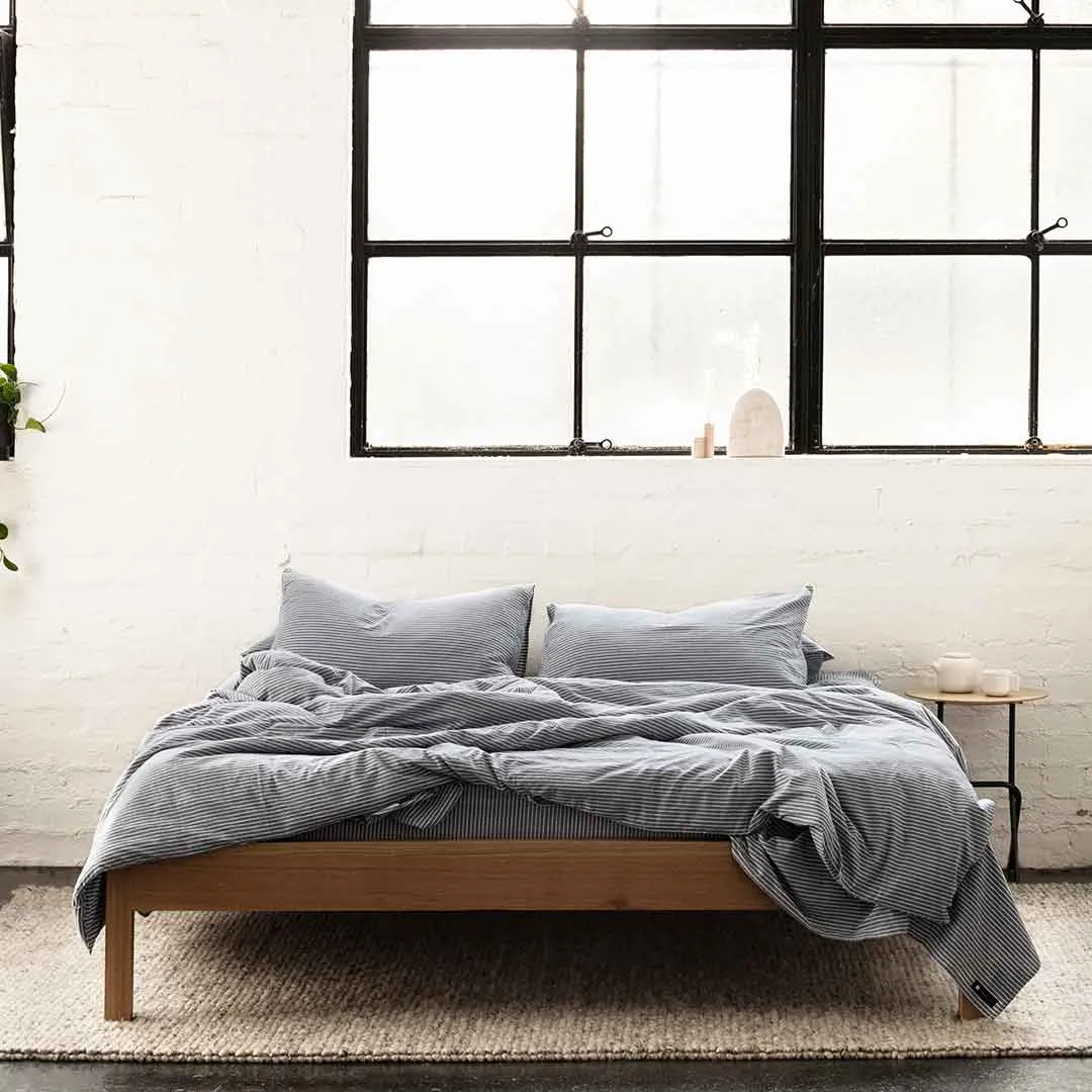 Leo Washed Cotton - Midnight Stripe Pillowcases
