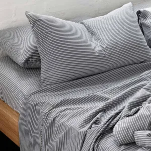 Leo Washed Cotton - Midnight Stripe Pillowcases