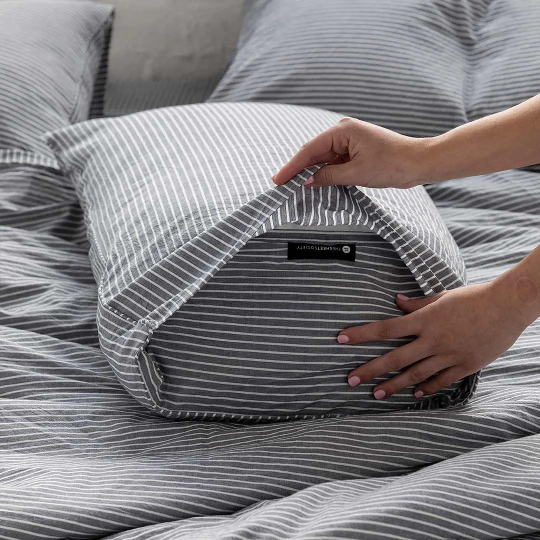 Leo Washed Cotton - Midnight Stripe Pillowcases