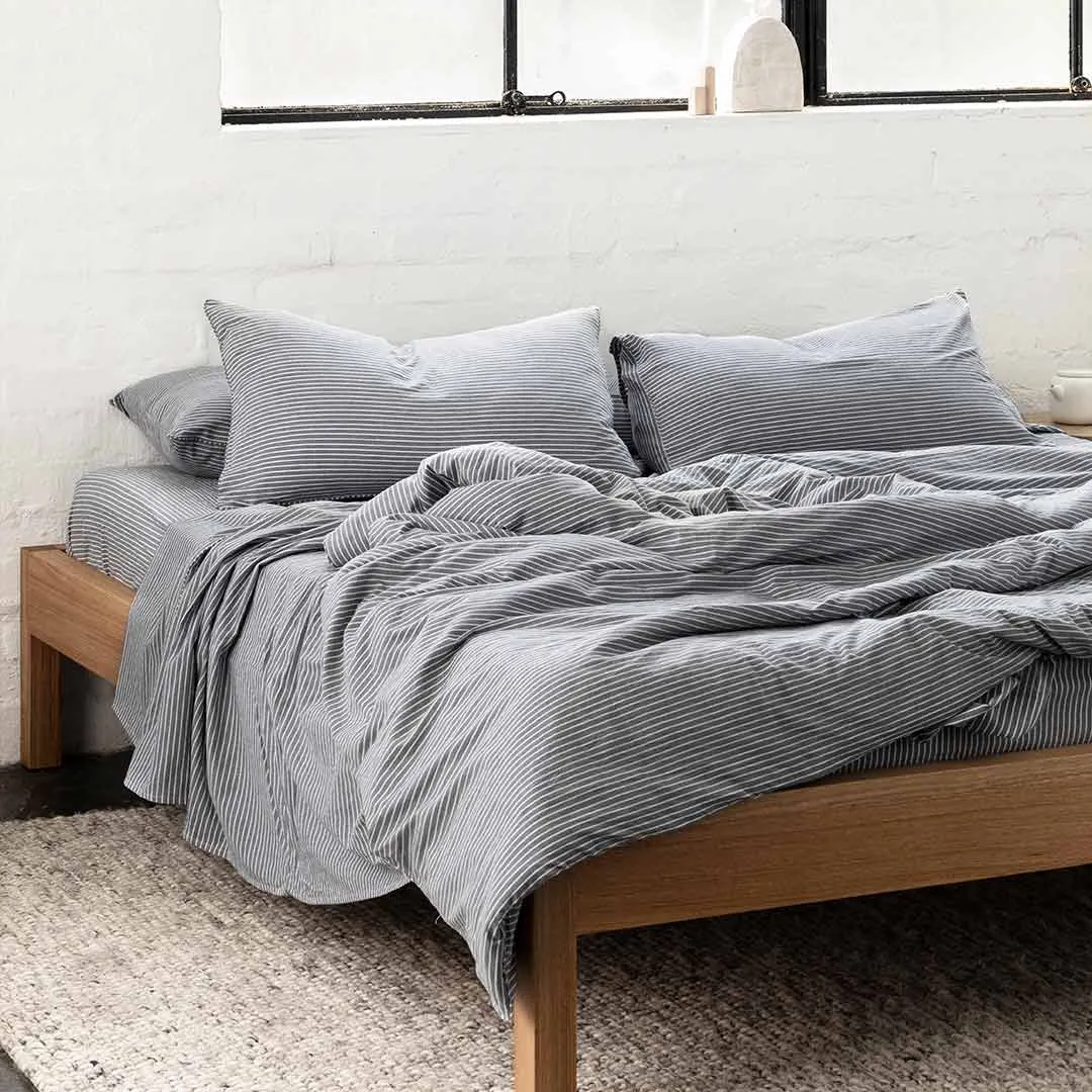 Leo Washed Cotton - Midnight Stripe Pillowcases