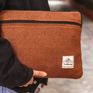 Linear Hemp Laptop Sleeve - Brown