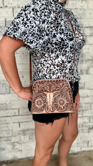 Longhorn Country Tooled Leather Bag
