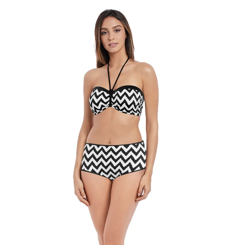 Making Waves High Waist Swim Brief Black White - Freya Swim