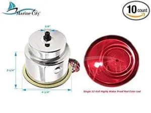 Marine City LED Red Stainless-Steel Cup Drink Holder with Drain (10pcs)