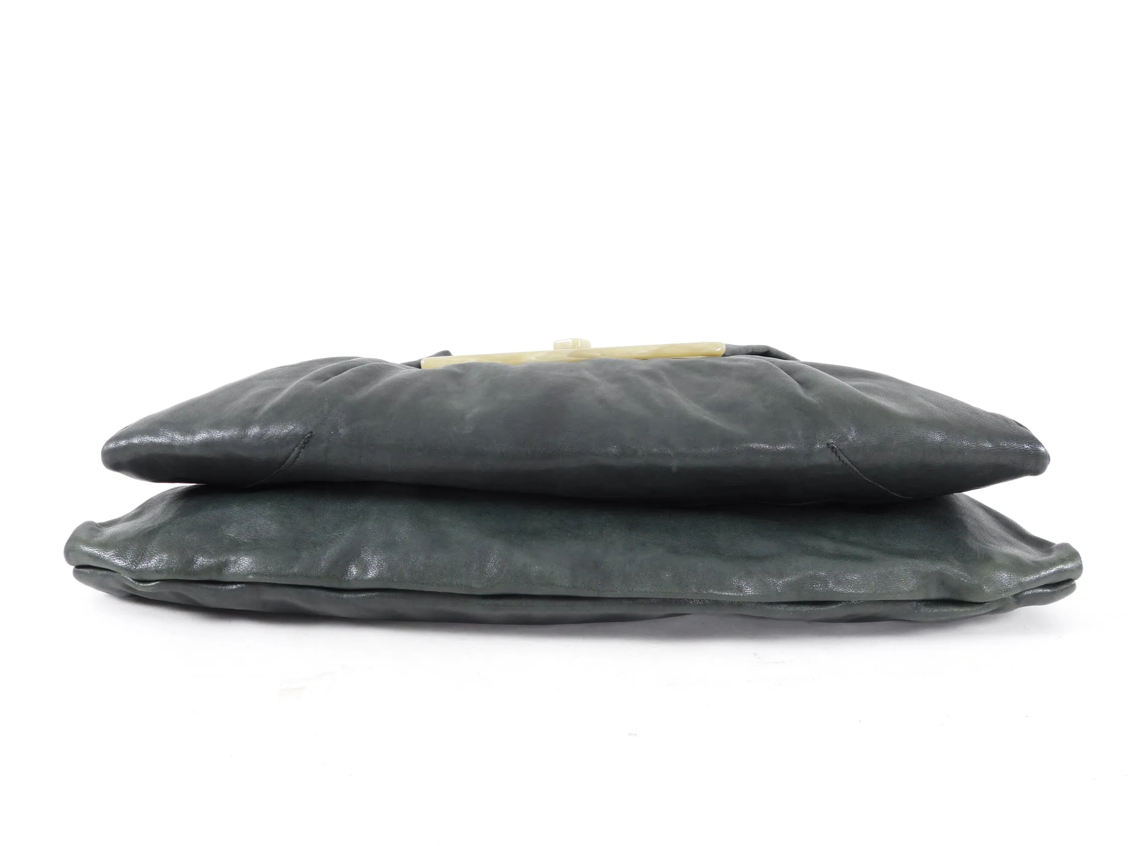 Marni Dark Green Leather Resin Chain Top Handle Bag