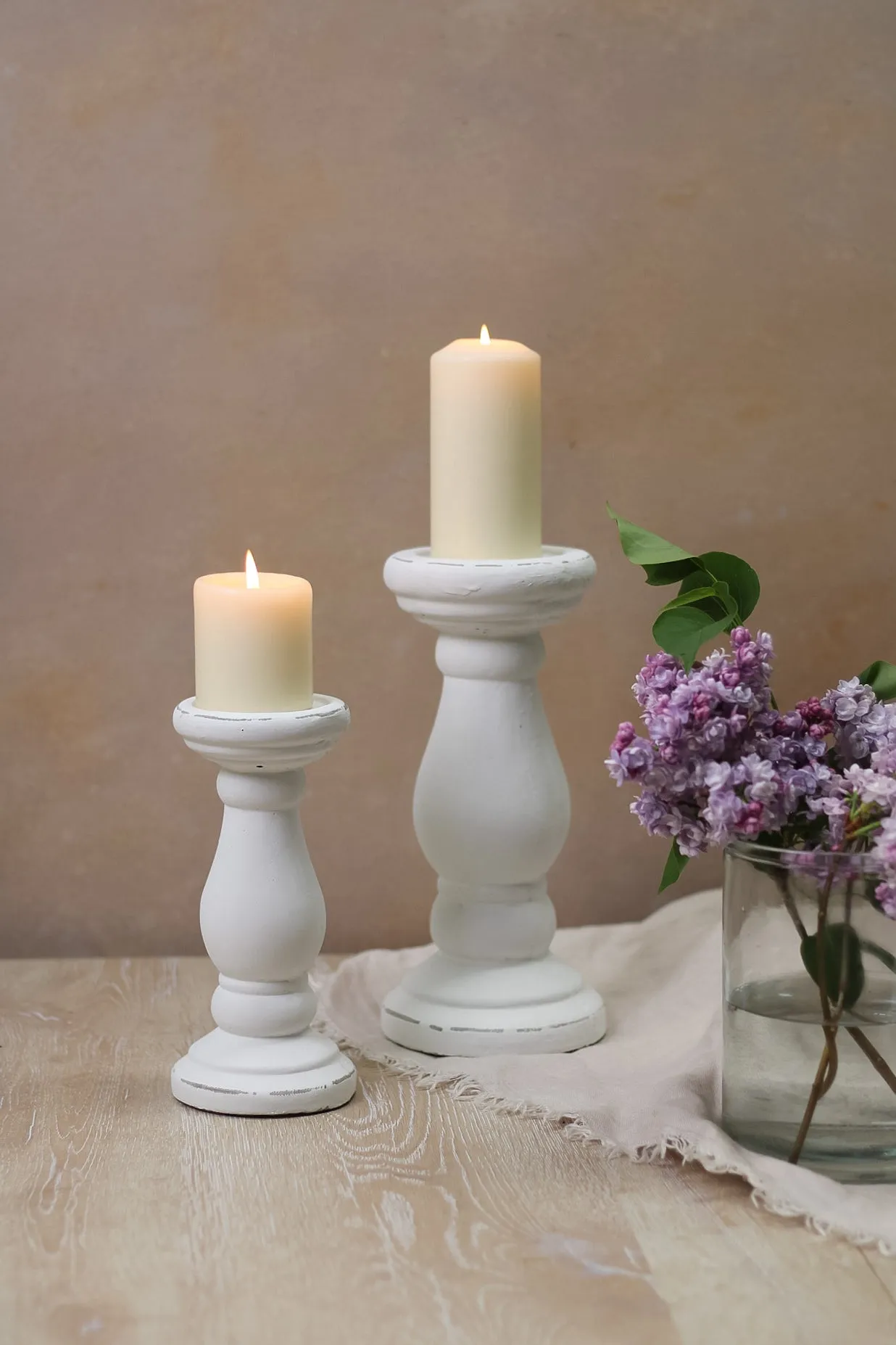 Matt White Stone Candlestick