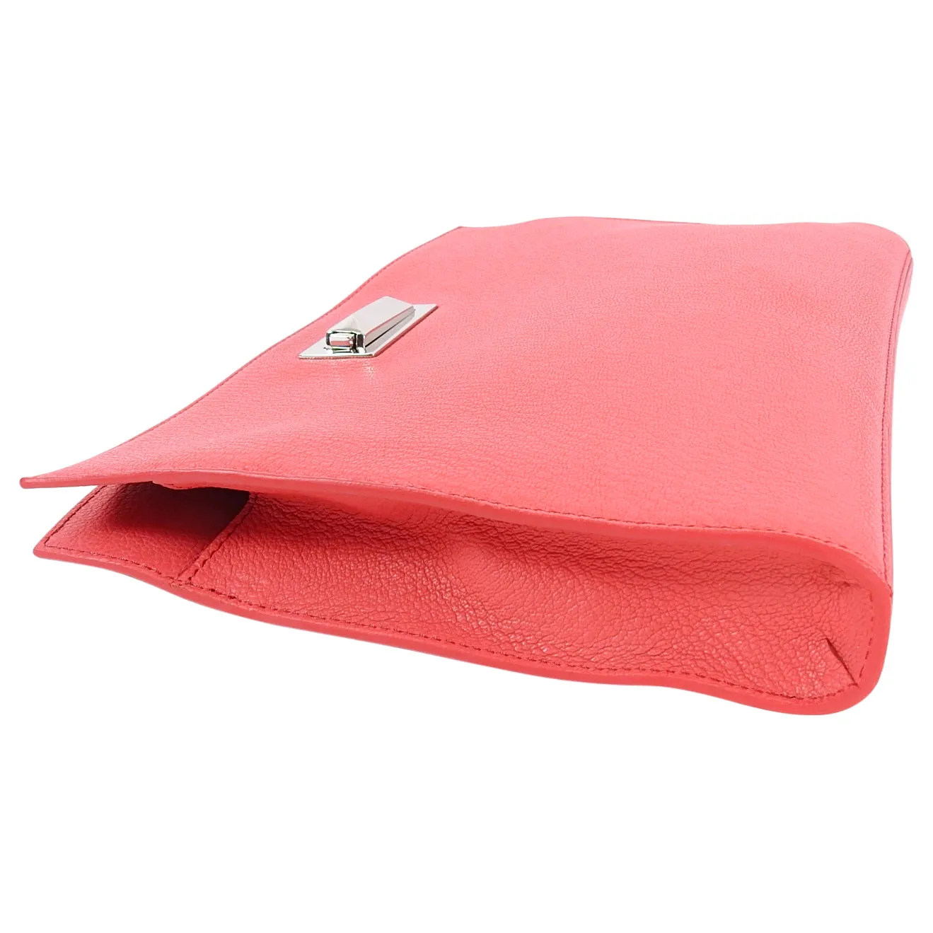 Max Mara Salmon Pink Leather Clutch Bag