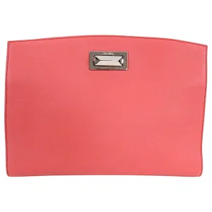 Max Mara Salmon Pink Leather Clutch Bag