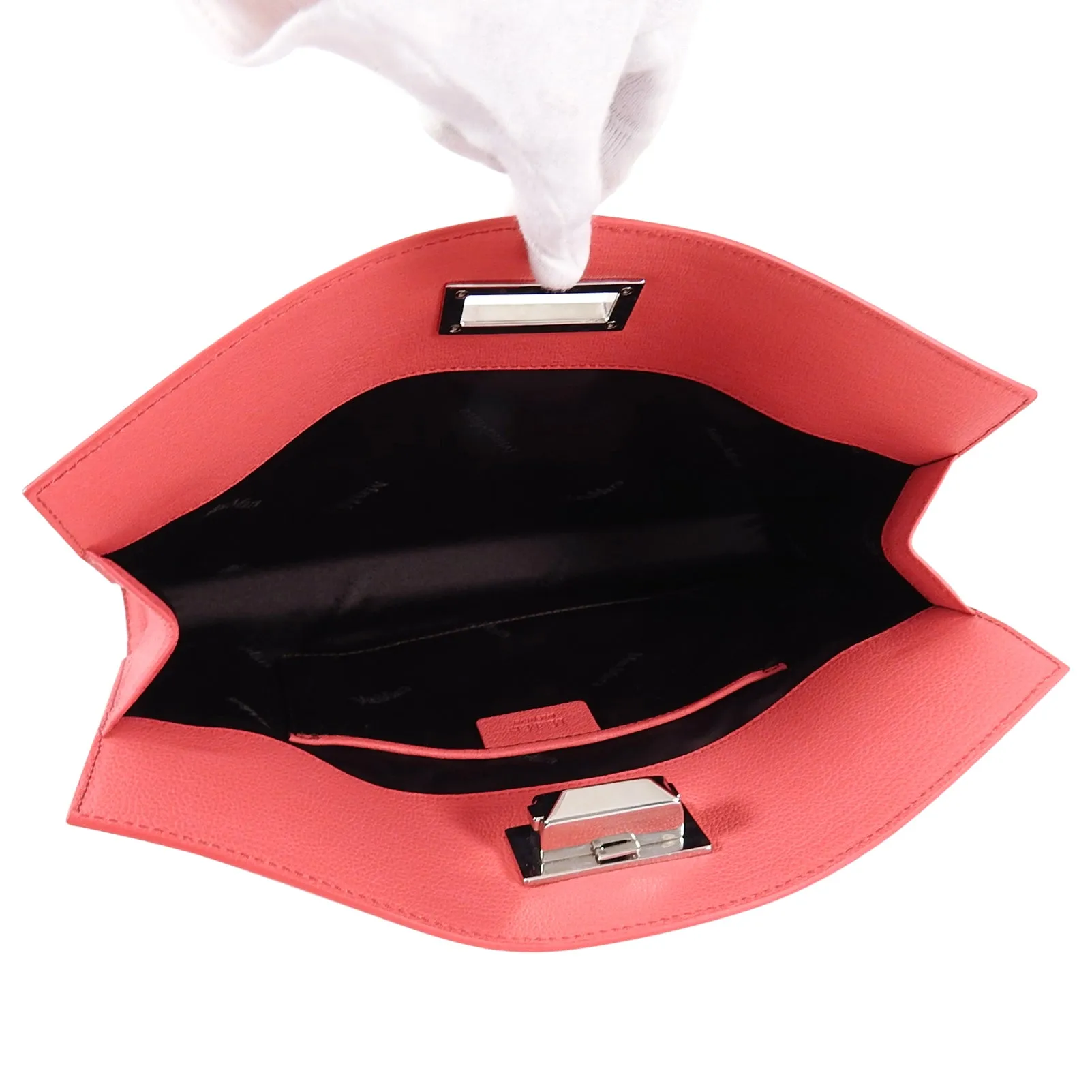 Max Mara Salmon Pink Leather Clutch Bag