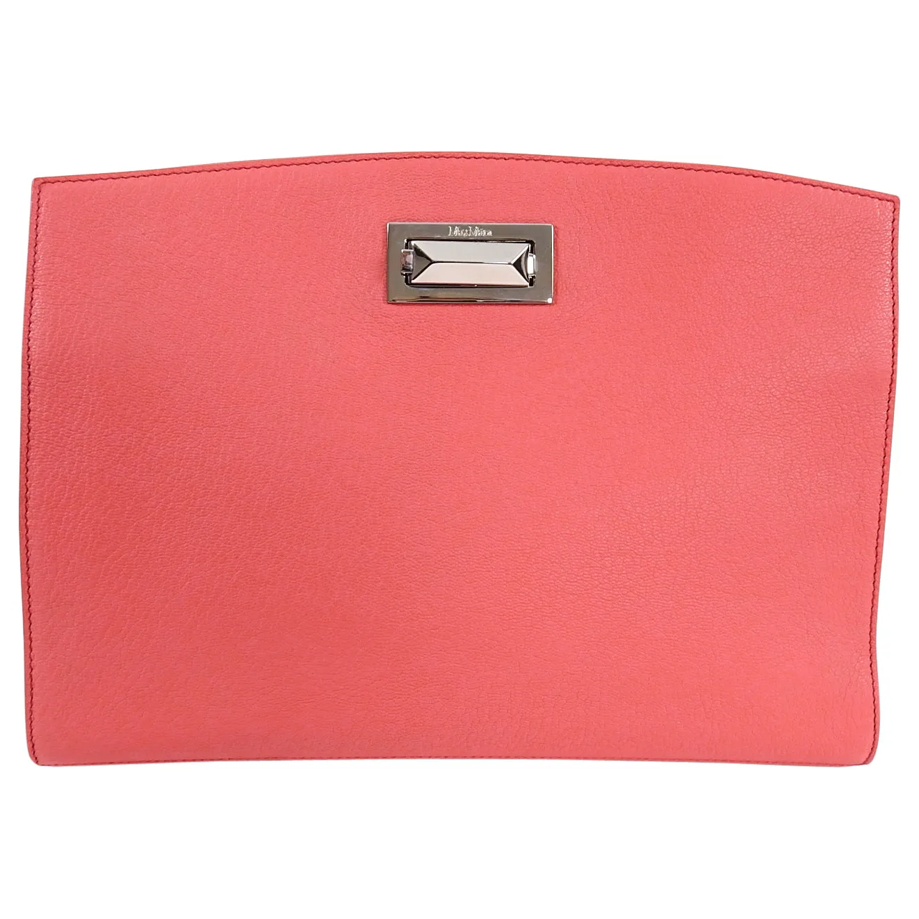 Max Mara Salmon Pink Leather Clutch Bag