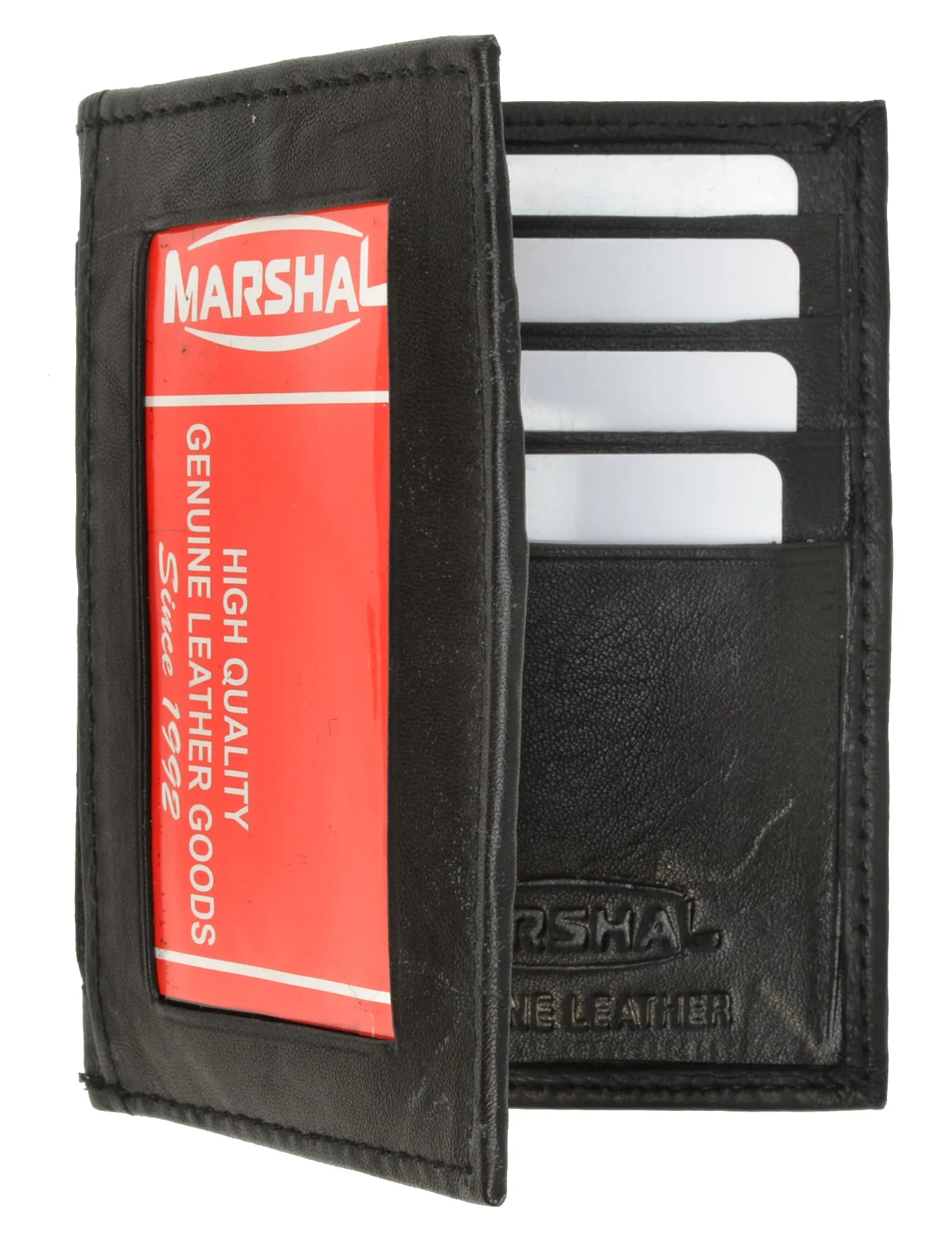 Mens Slim Thin Genuine Leather Bifold Id Wallet Money Credit Card Holder Window