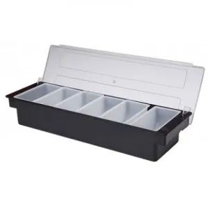 Metropolitan Barware Black 6 Compartment Condiment Holder (19.75 x 6.5 x 3.25")