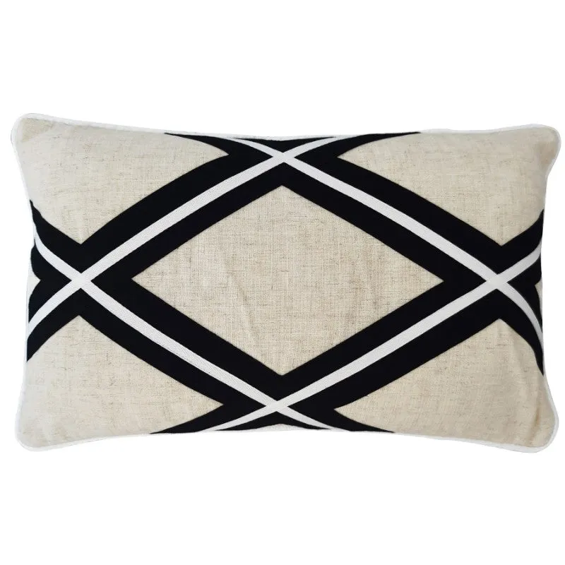 Mirage Haven Mill Diamond Black and Silver 30x50cm Cushion Cover
