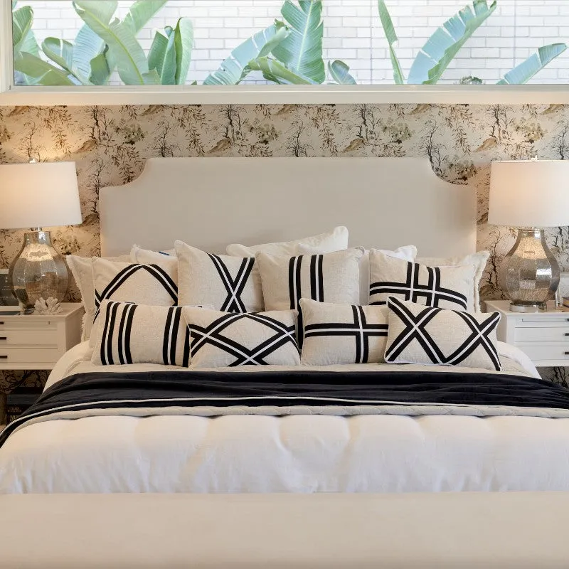 Mirage Haven Mill Diamond Black and Silver 30x50cm Cushion Cover