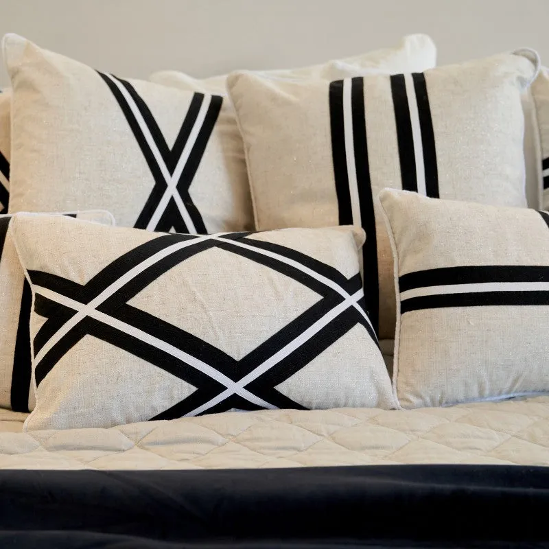 Mirage Haven Mill Diamond Black and Silver 30x50cm Cushion Cover