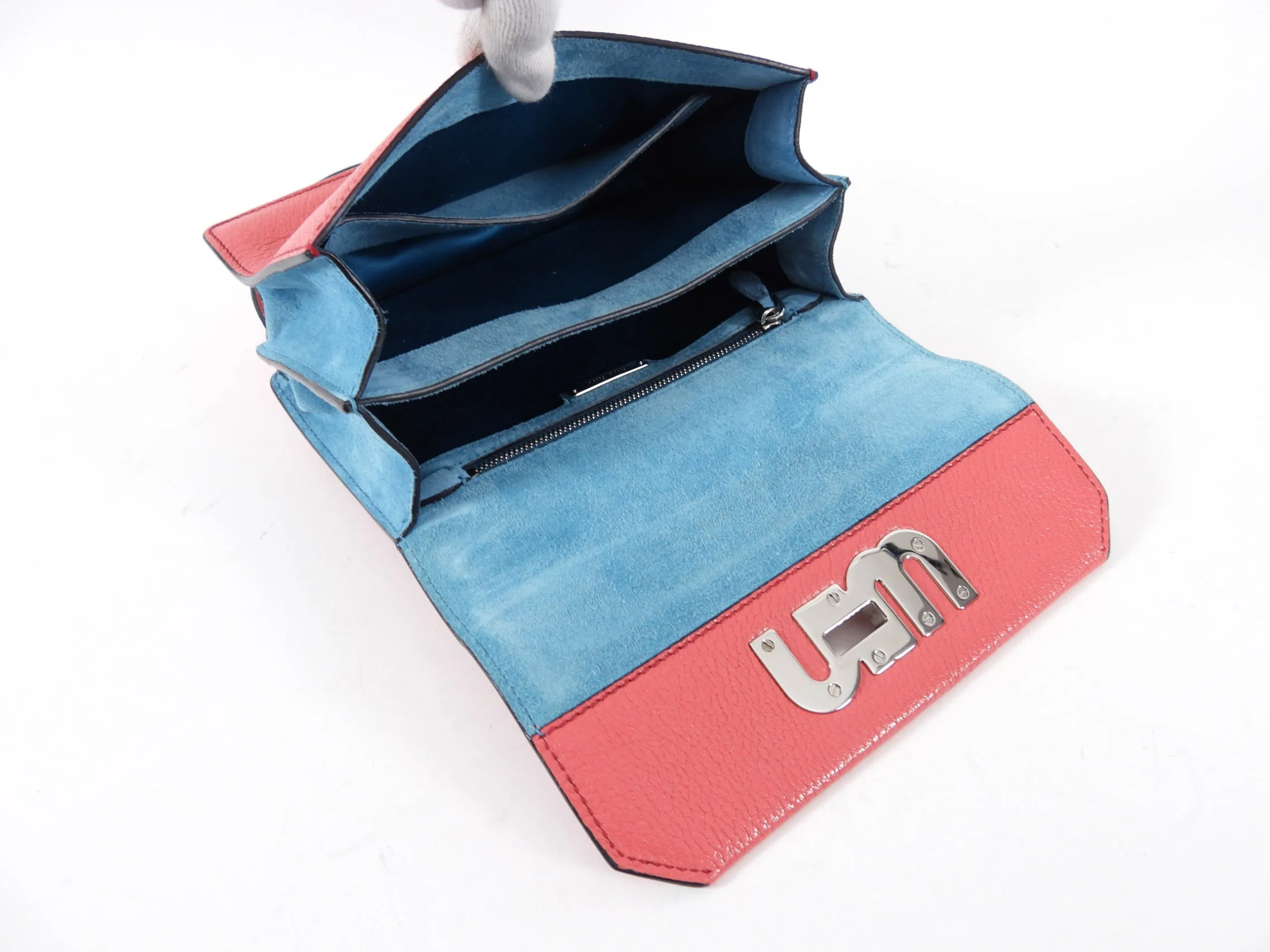 Miu Miu Pink Small Logo Flap Madras Crossbody Bag
