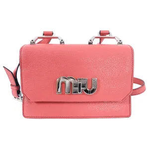 Miu Miu Pink Small Logo Flap Madras Crossbody Bag