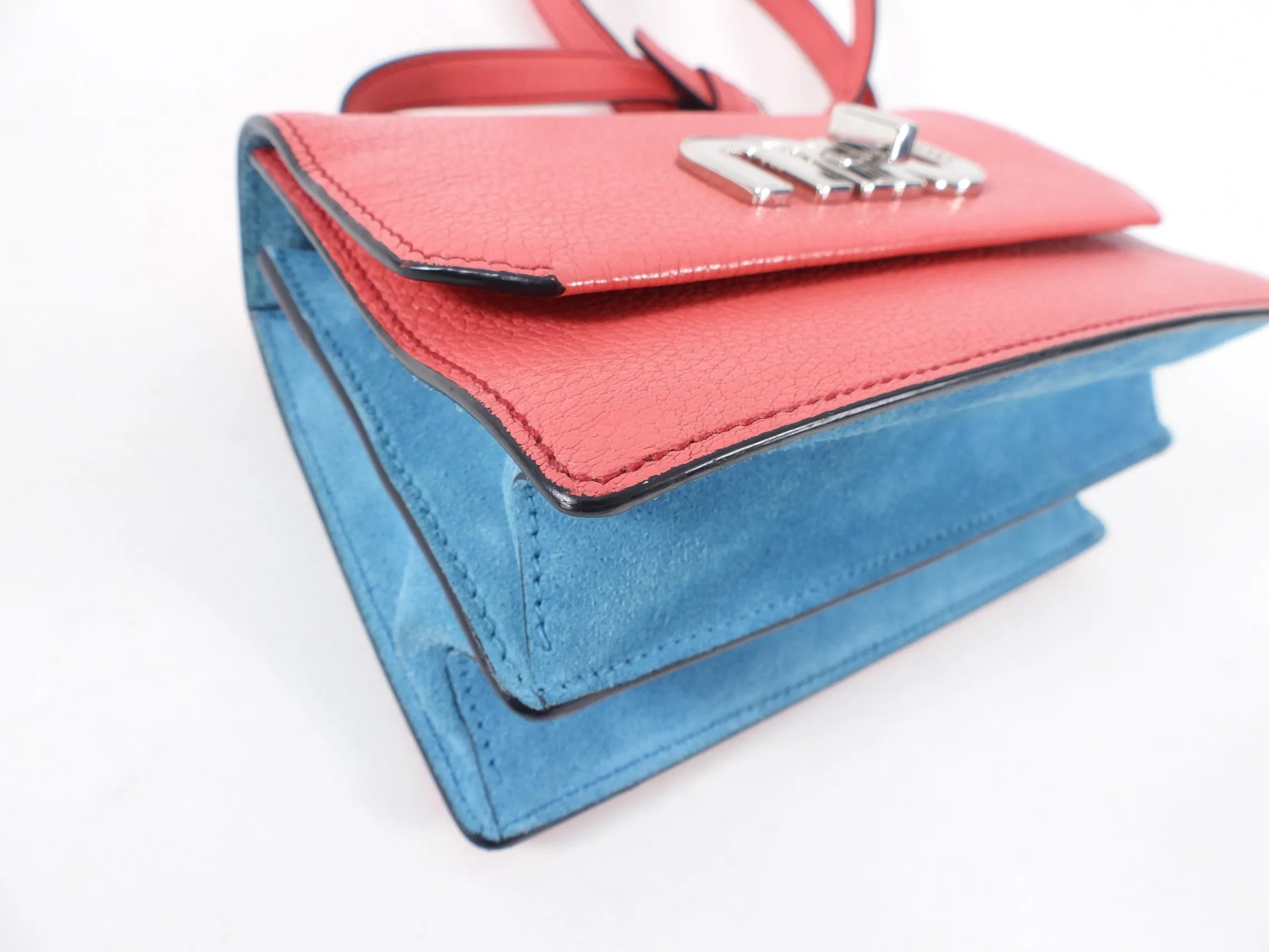 Miu Miu Pink Small Logo Flap Madras Crossbody Bag