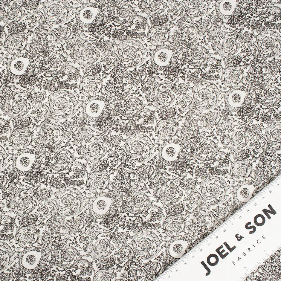 Monochrome Baroque Printed Cotton Tana Lawn (A 1.40m Piece)