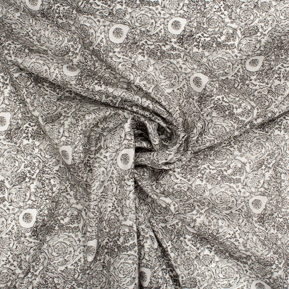 Monochrome Baroque Printed Cotton Tana Lawn (A 1.40m Piece)