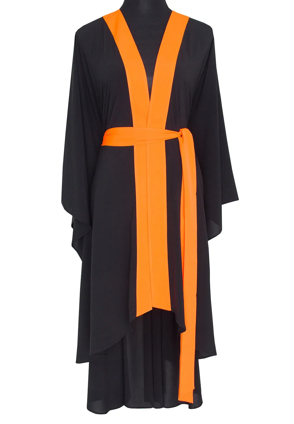 Monochrome - Black Kimono Skull (Neon Orange)