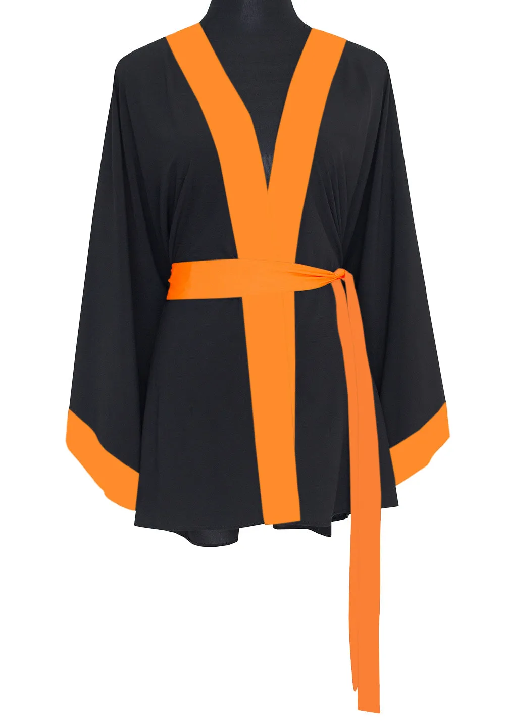 Monochrome - Black Kimono Skull (Neon Orange)