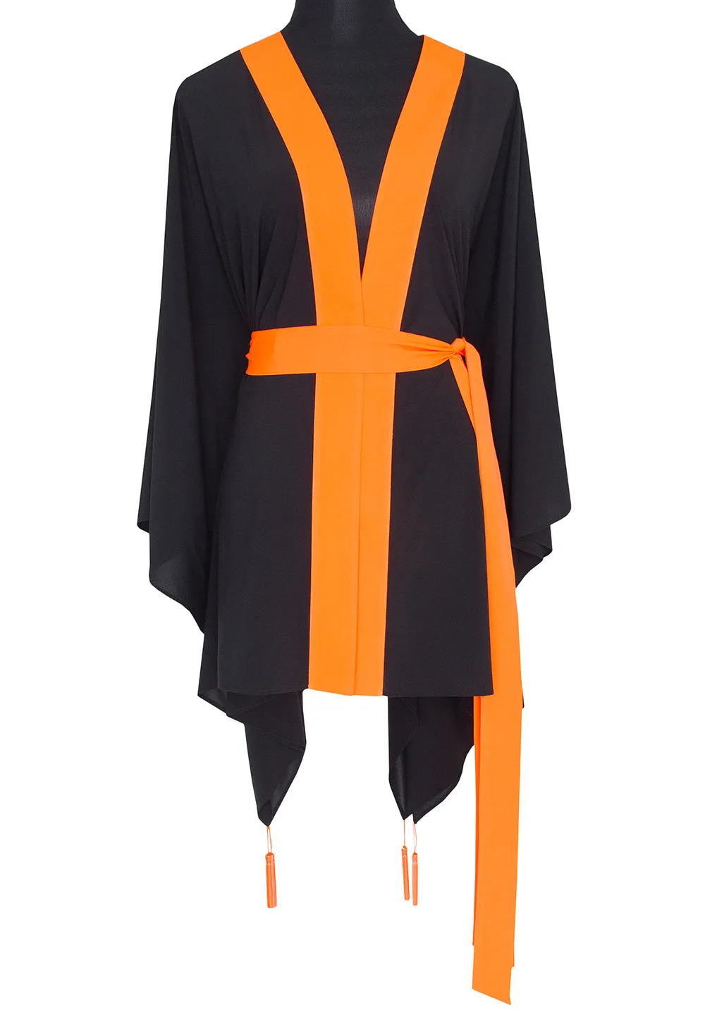 Monochrome - Black Kimono Skull (Neon Orange)