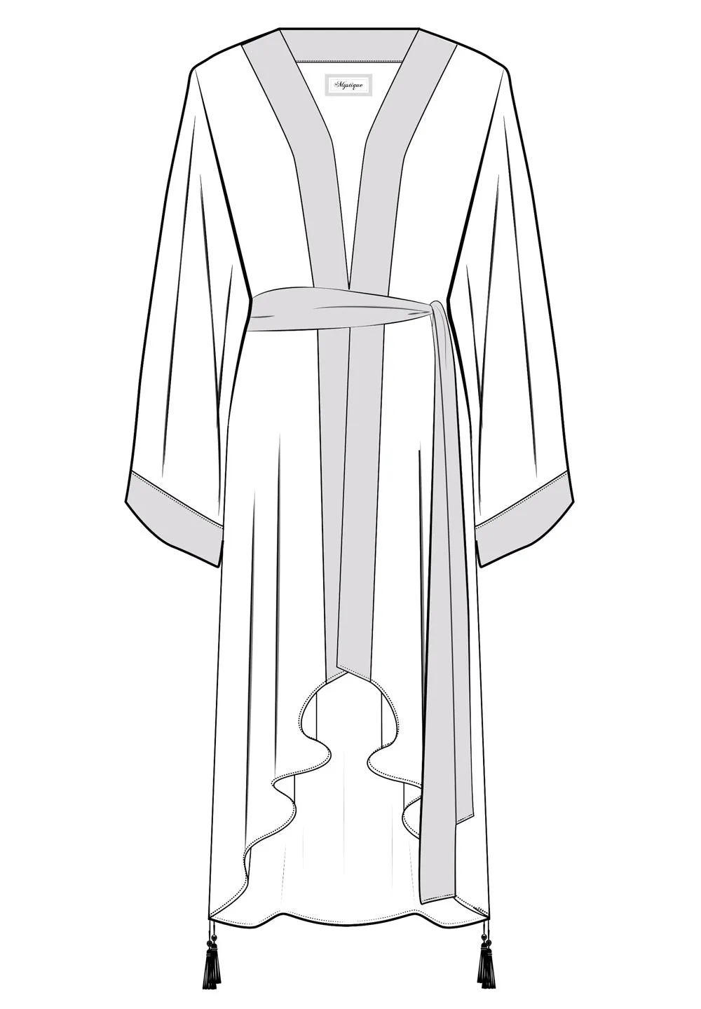 Monochrome - Black Kimono Skull (Neon Orange)