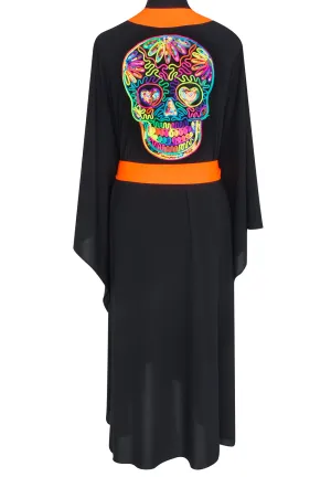 Monochrome - Black Kimono Skull (Neon Orange)
