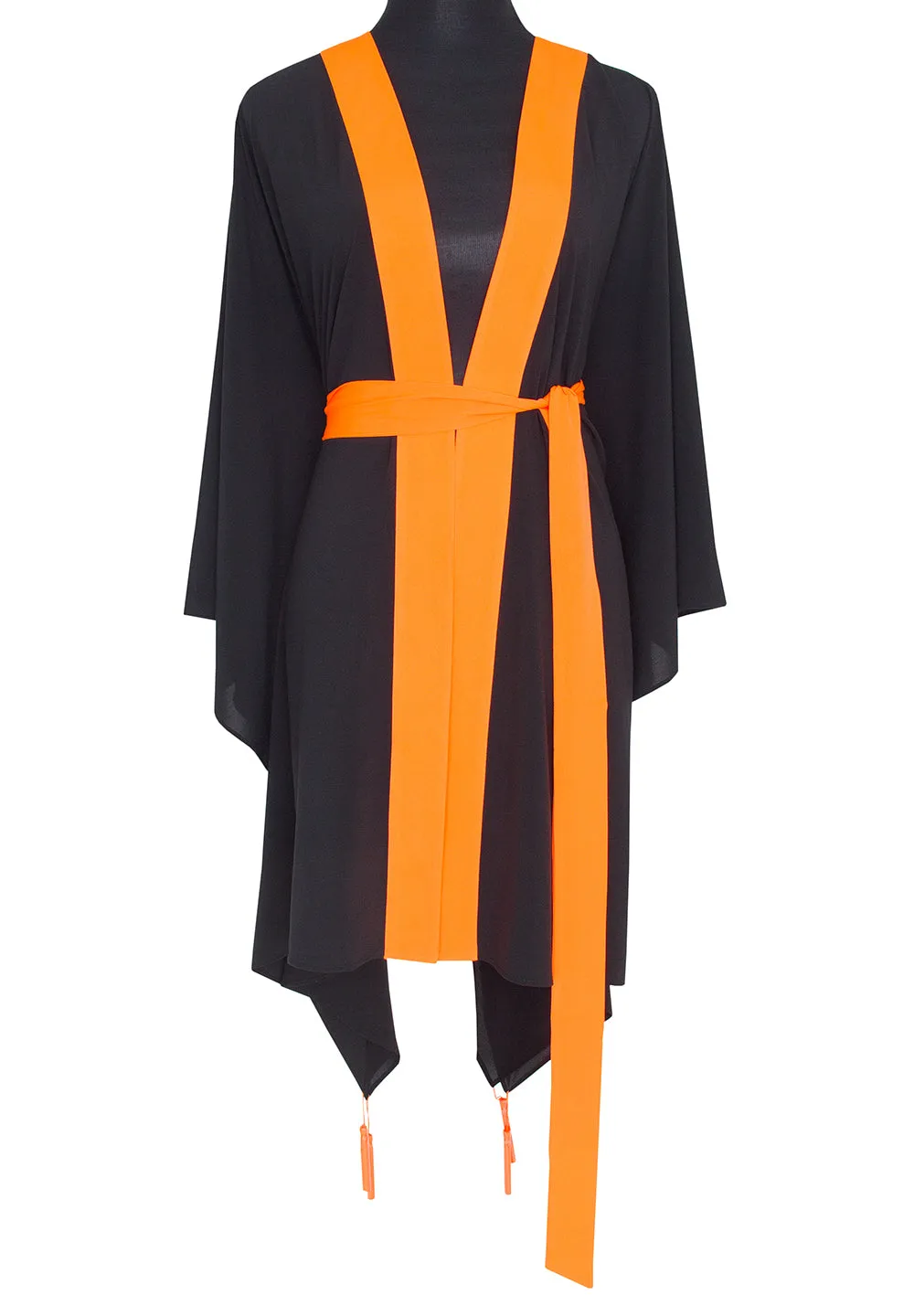 Monochrome - Black Kimono Skull (Neon Orange)
